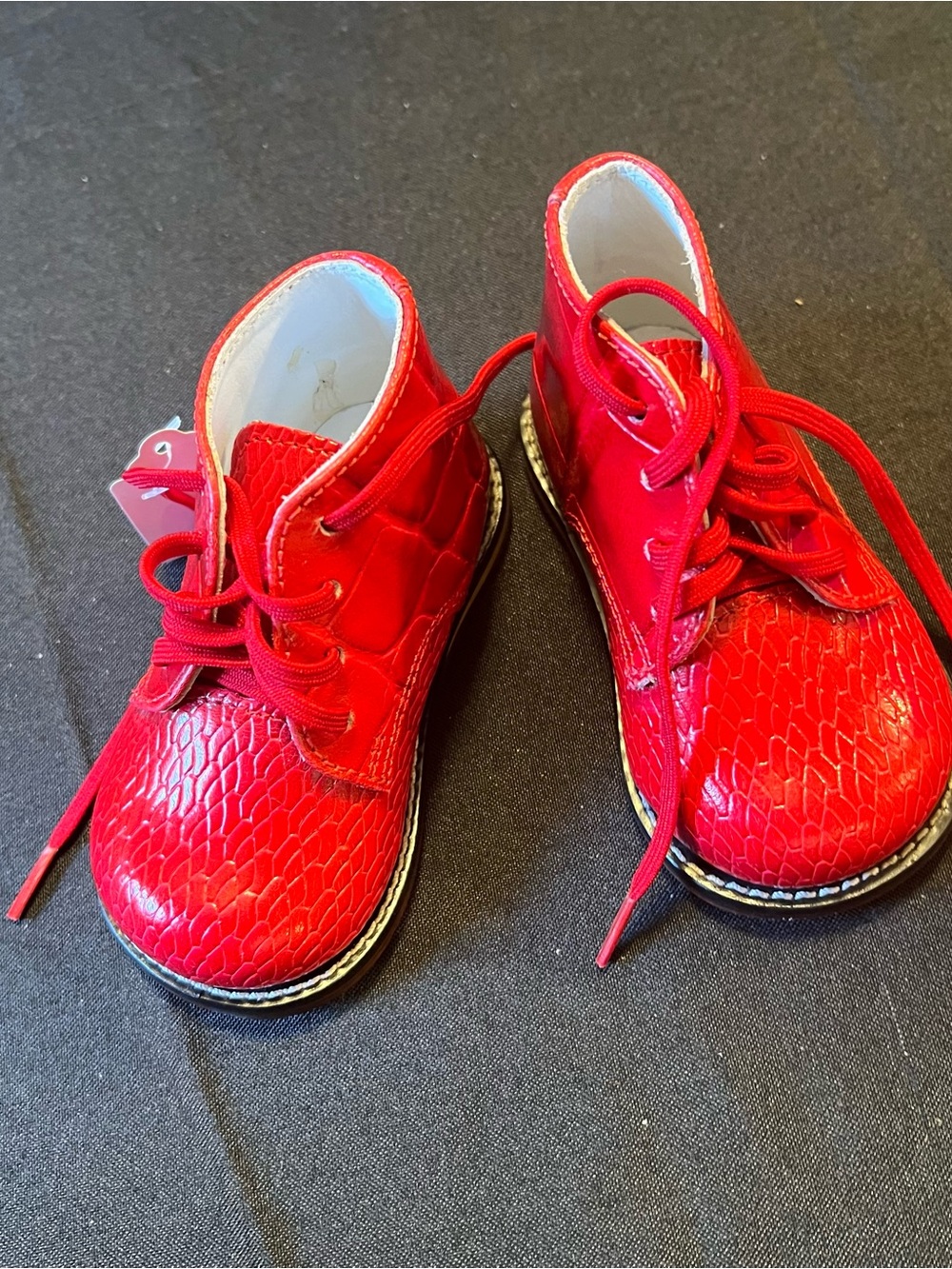 Josmo Bright Red Lace-Up Kids Ankle Boots